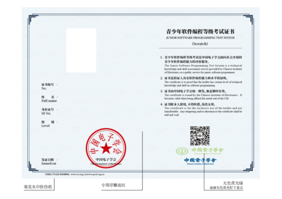 编程等级证书样例
